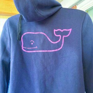 VINEYARD VINES Kids Blue and Pink Zip-Up Fleece-Lined Hoodie Medium 10-12